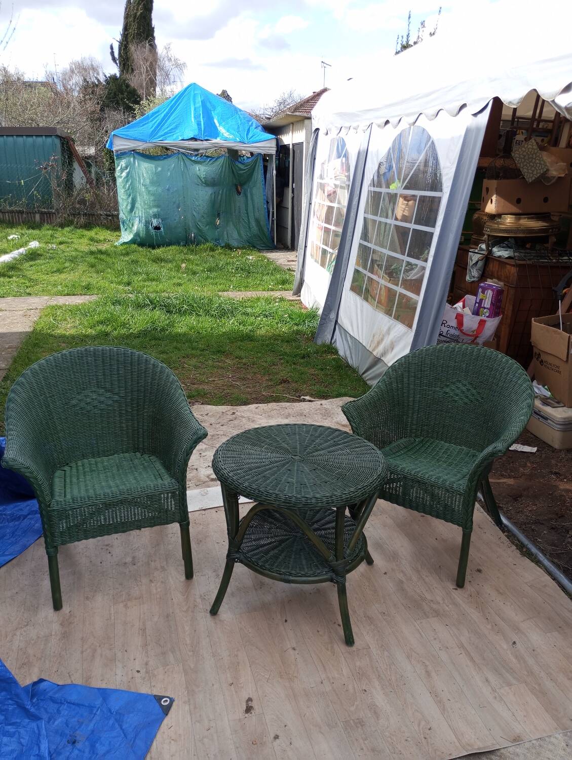 Rattan armchair table set