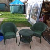 Rattan armchair table set