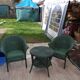 Fauteuil table ensemble en rotin