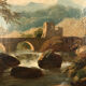 Trumeau decorated with an oil on canvas representing an animated landscape, early nineteenth century