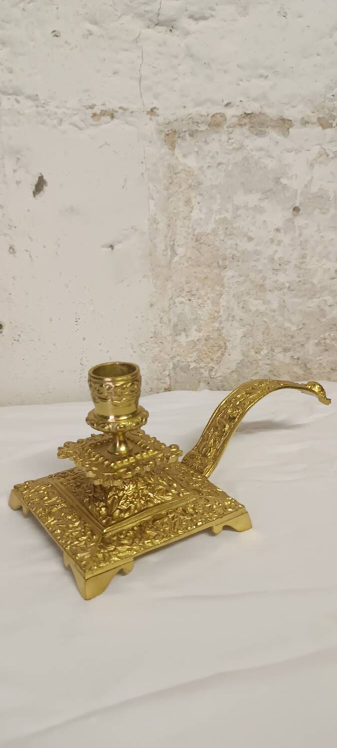 Cave rat bronze candlestick