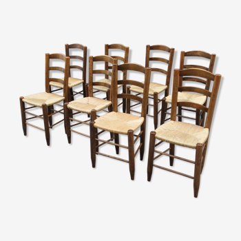 Série de 8 chaises rustiques