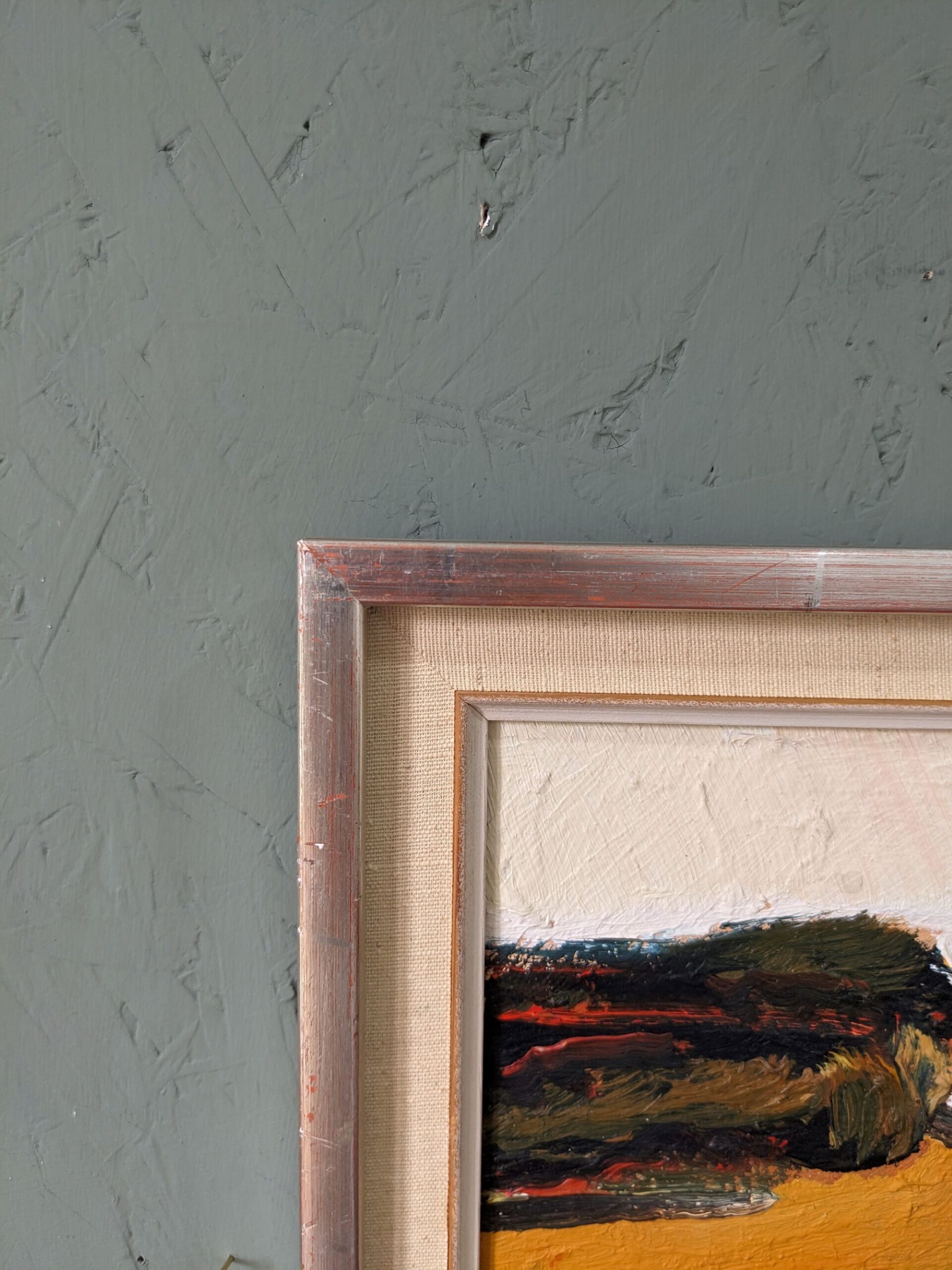 1965 Mid-Century Modern Swedish "Connection", Abstract Framed Oil Painting by Ivar Morsing