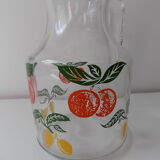 Carafe pichet en verre orange et citron vintage