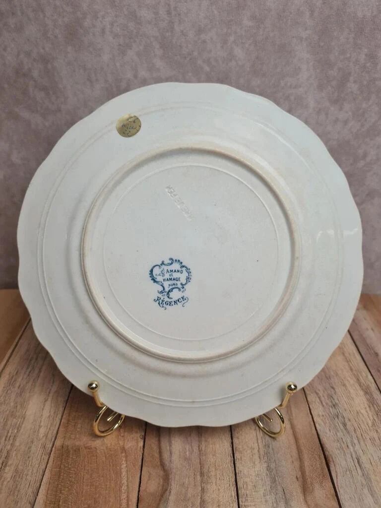 Antique plate Saint-Amand & Hamage Regency model – blue lace decoration