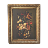 Toile XL encadrée fleurs XIXème