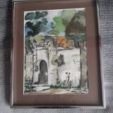 Old painting representing a landscape