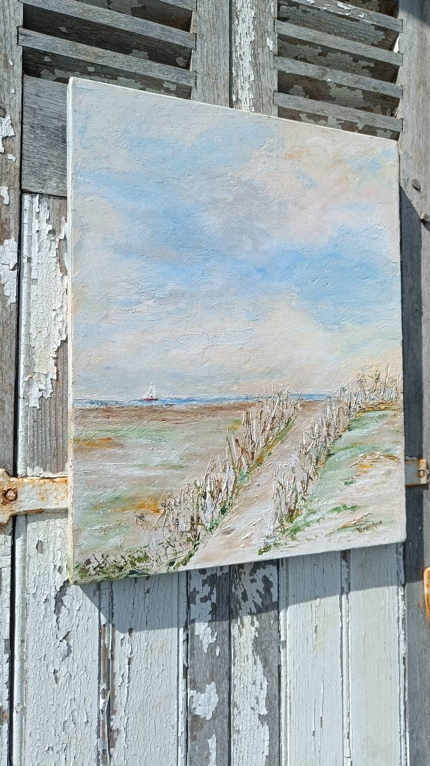 Oil painting on canvas signed seascape