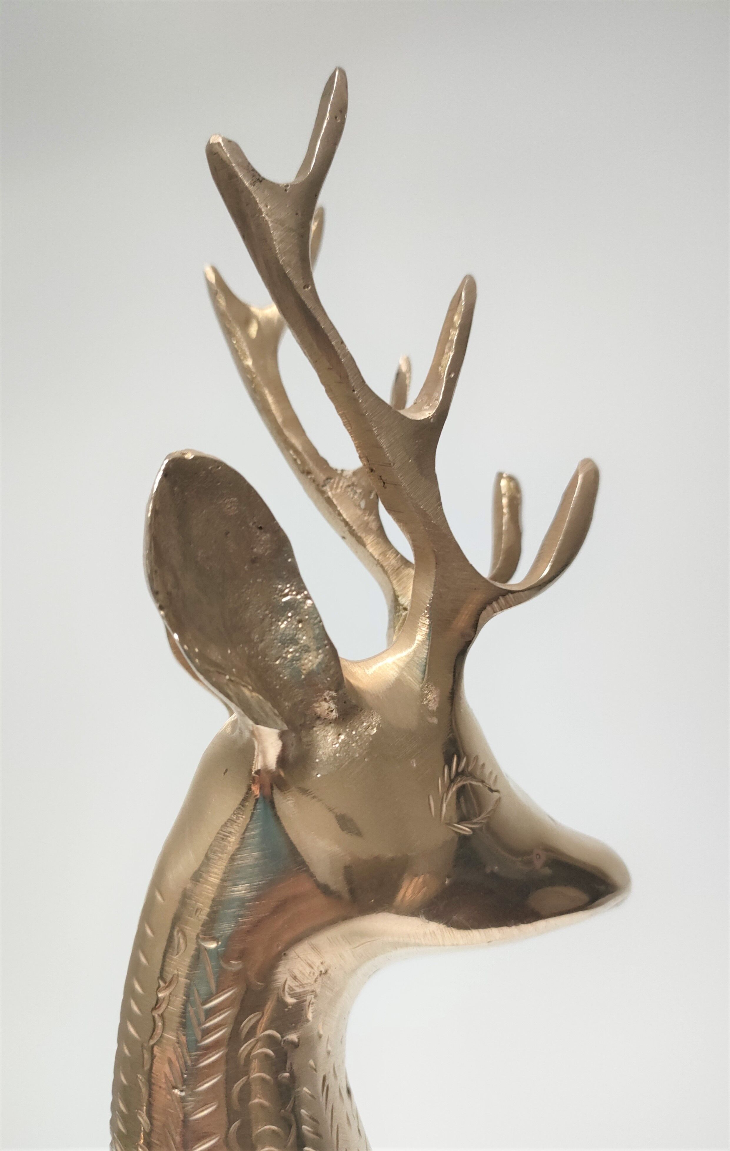Cerf laiton massif stylisé vintage hauteur 38 cm