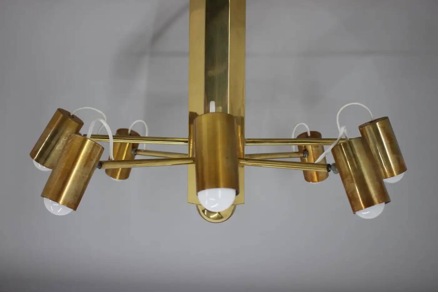 Midcentury Sputnik brass Space Age adjustable pendant/chandelier, 1970s