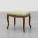 Louis XV stool with carved floral apron and original damask upholstery