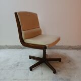 2 vintage swivel wooden office chairs year 70
