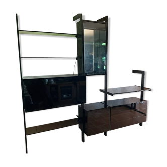 Roche Bobois modular shelves, black lacquered, 70s