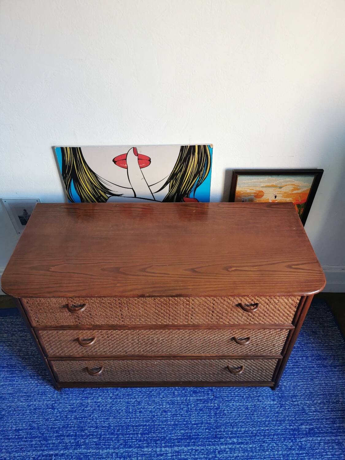Commode en rotin et bambou