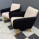set of 2 black and White boucle lounge chairs 1960s