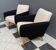 set of 2 black and White boucle lounge chairs 1960s