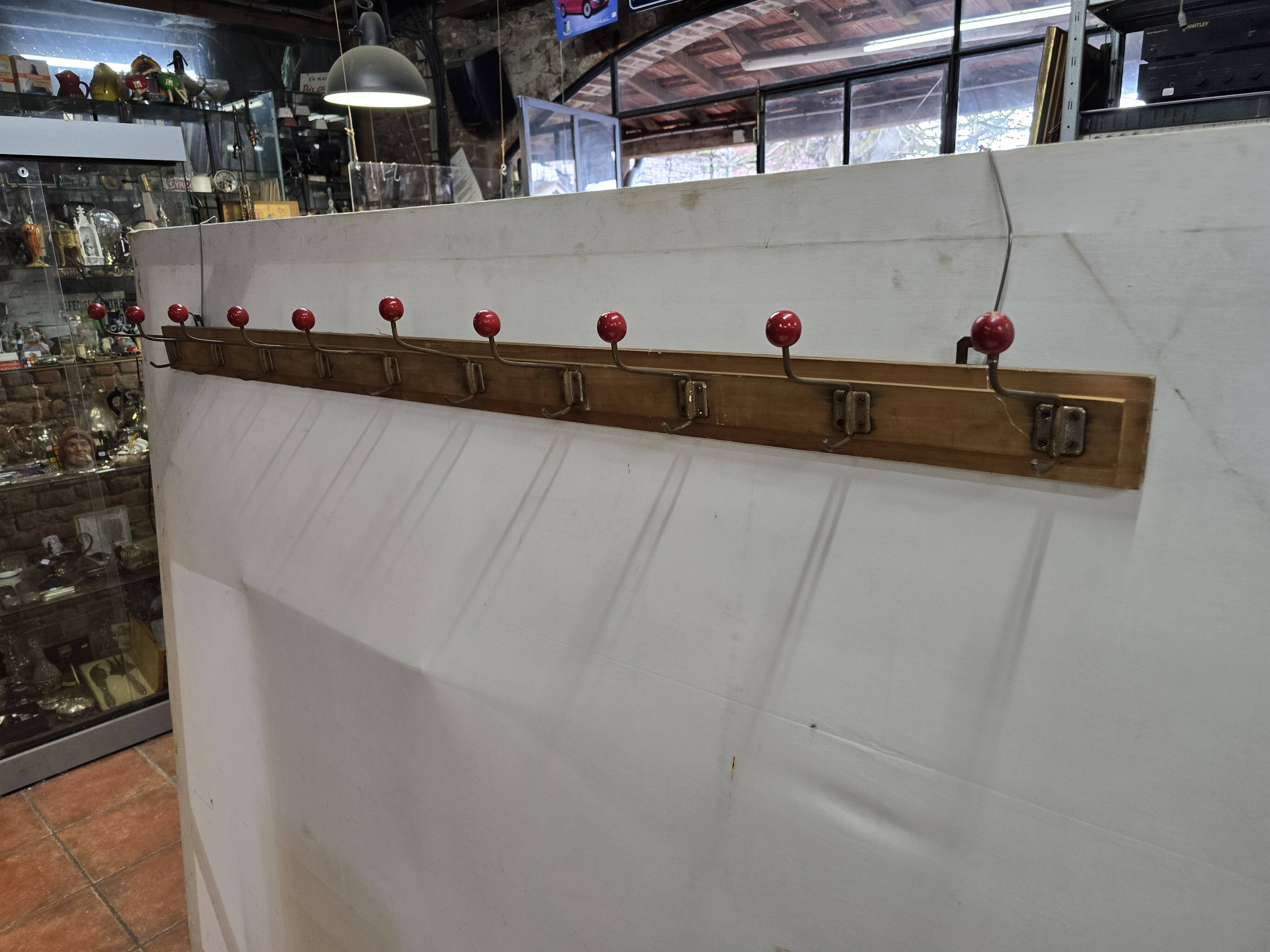 1960s school coat rack with 10 hooks