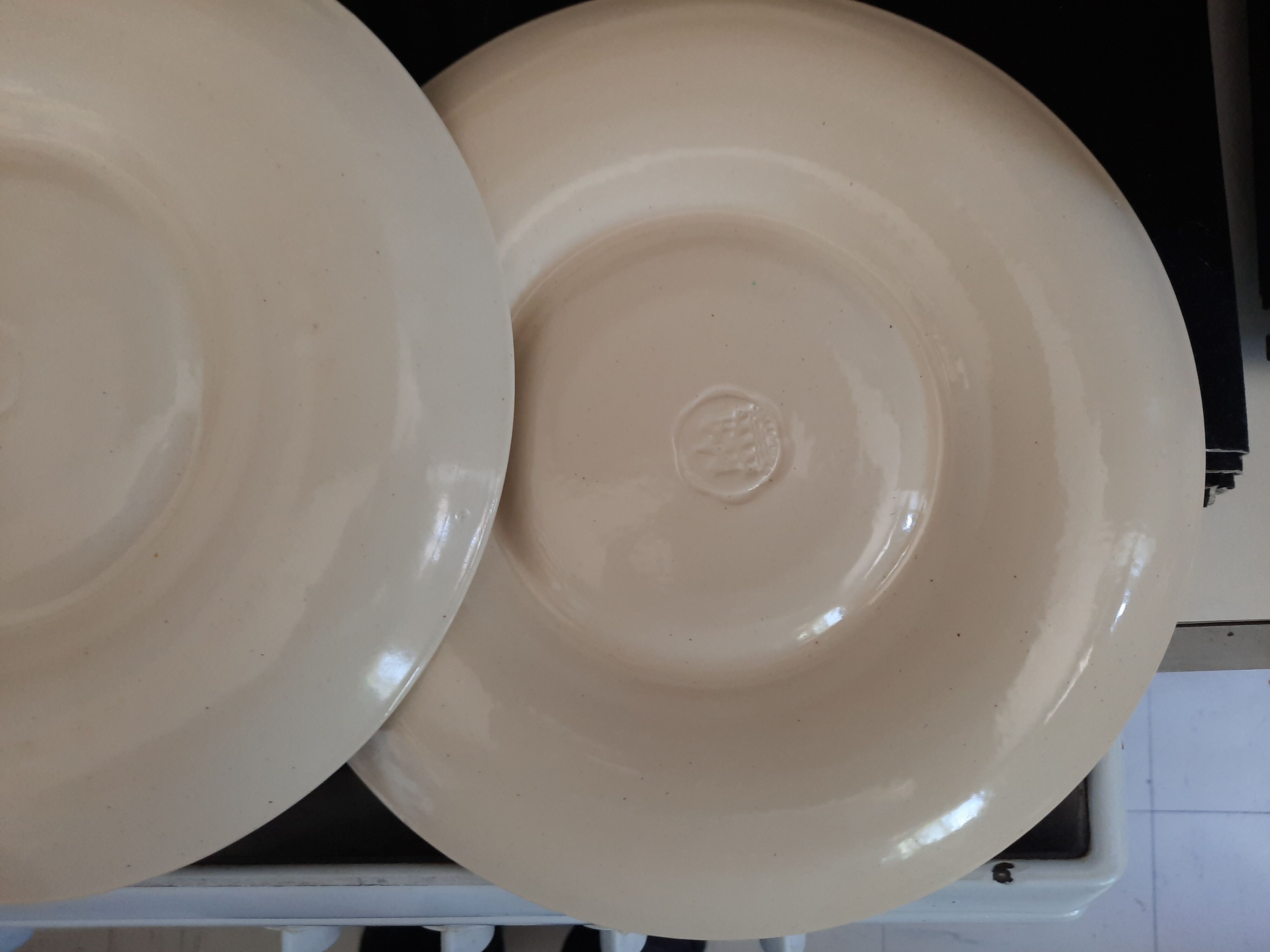 Set of 6 Vintage Mimosa Egg Plates – Speckled Cream Ceramic