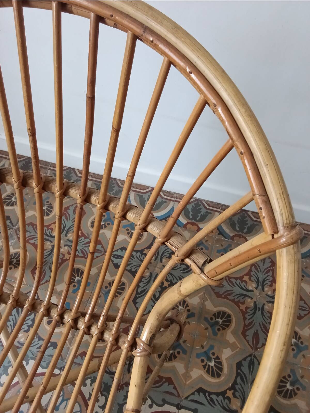Trio de fauteuils rotin vintage