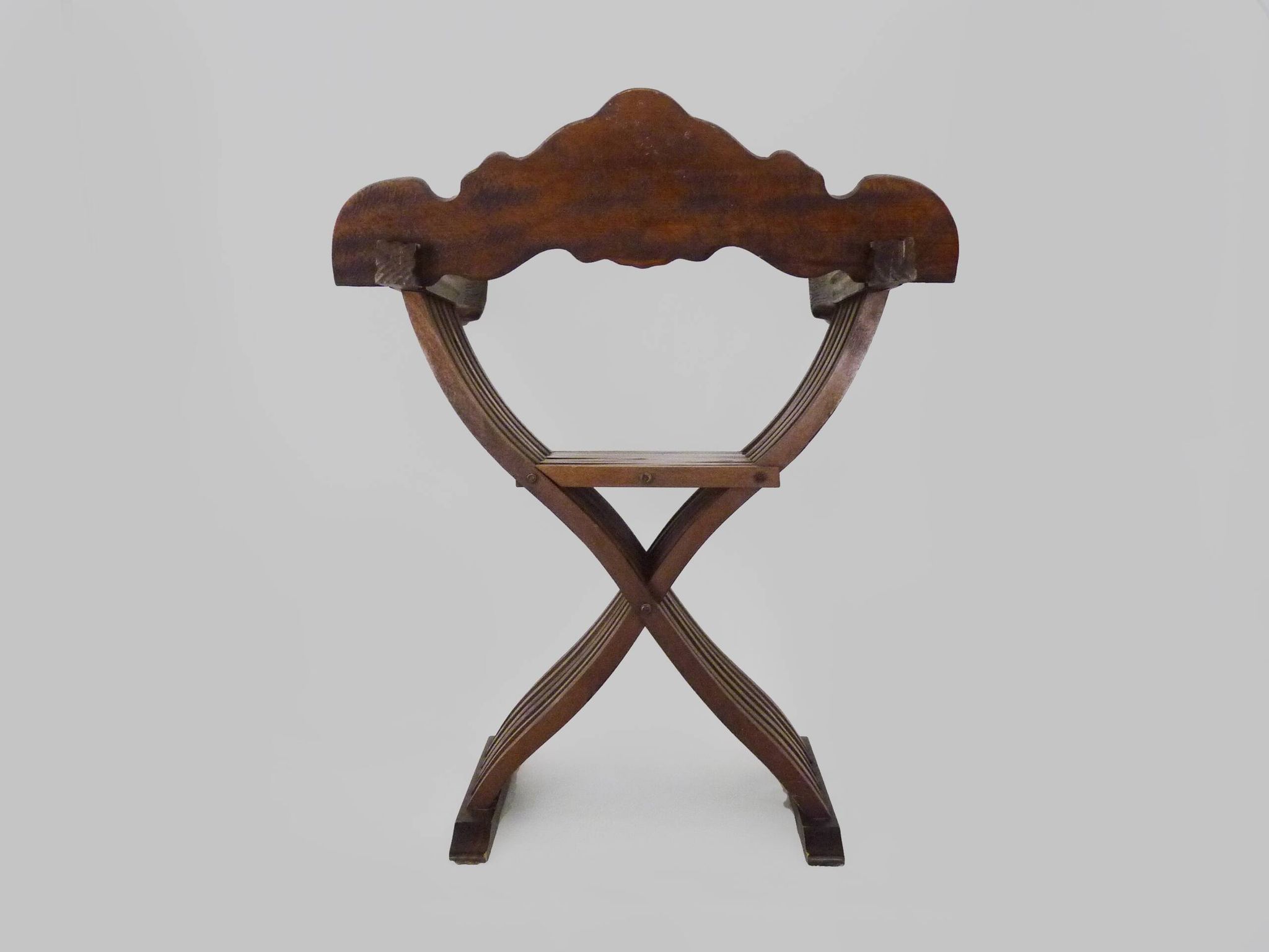 Vintage Savonarola chair with lion head, wood, Italy, 1950s