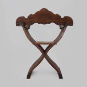 Vintage Savonarola chair with lion head, wood, Italy, 1950s