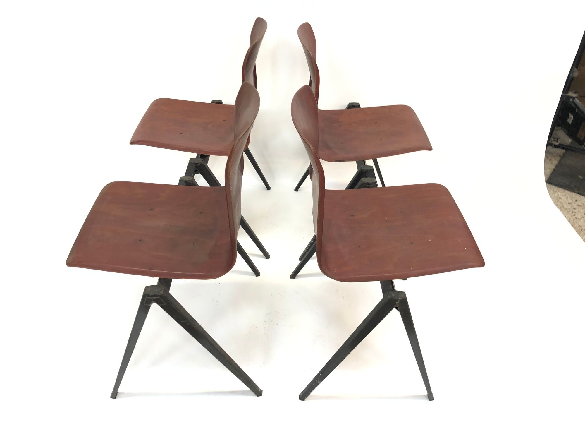 Vintage set of four Galvanitas S22 school chairs in the Netherlands