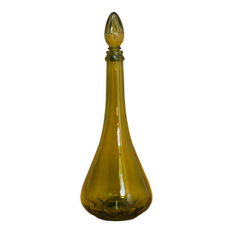 Carafe vintage en verre verte kaki