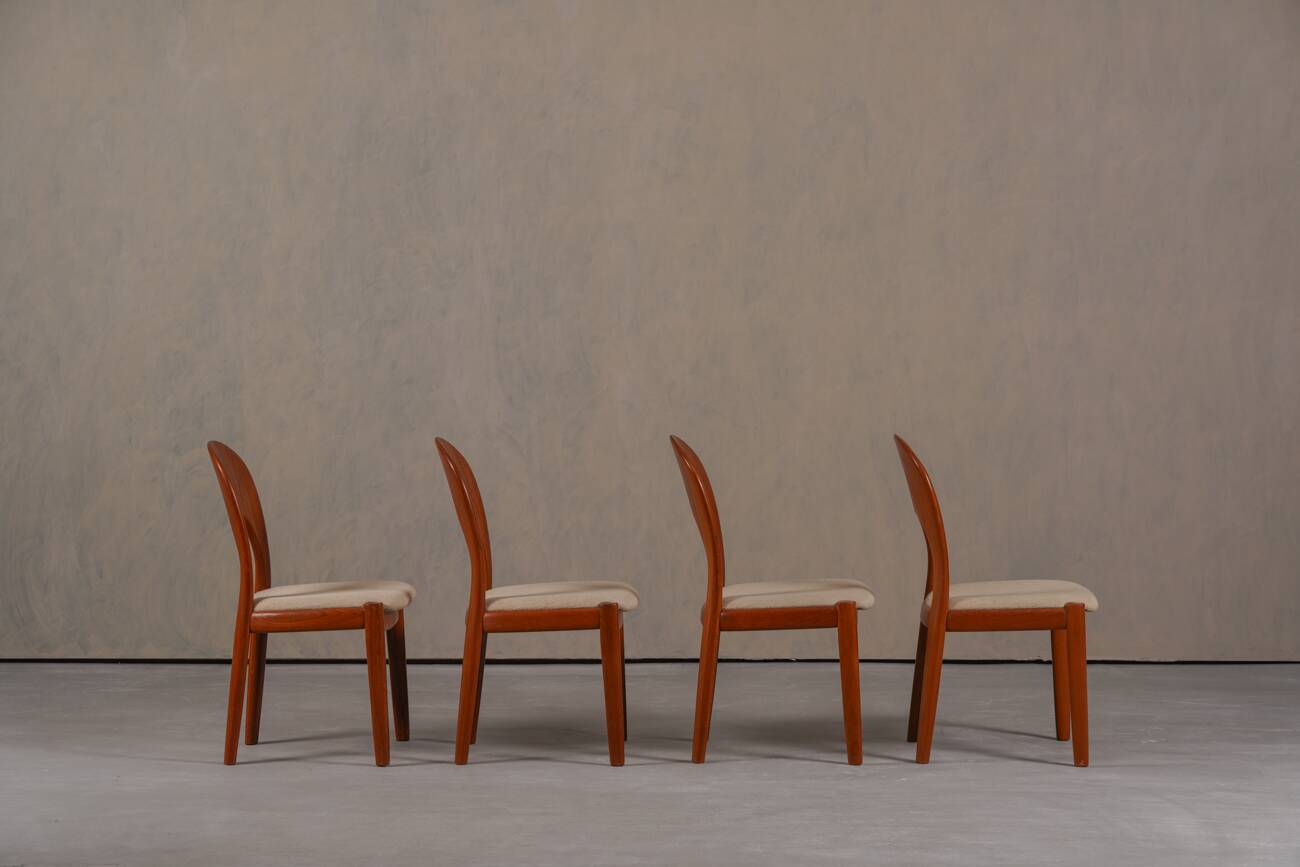Vintage Morten dining chairs in teak by Niels Koefoed for Hornslet Møbelfabrik, Denmark 1970’s, set of 4