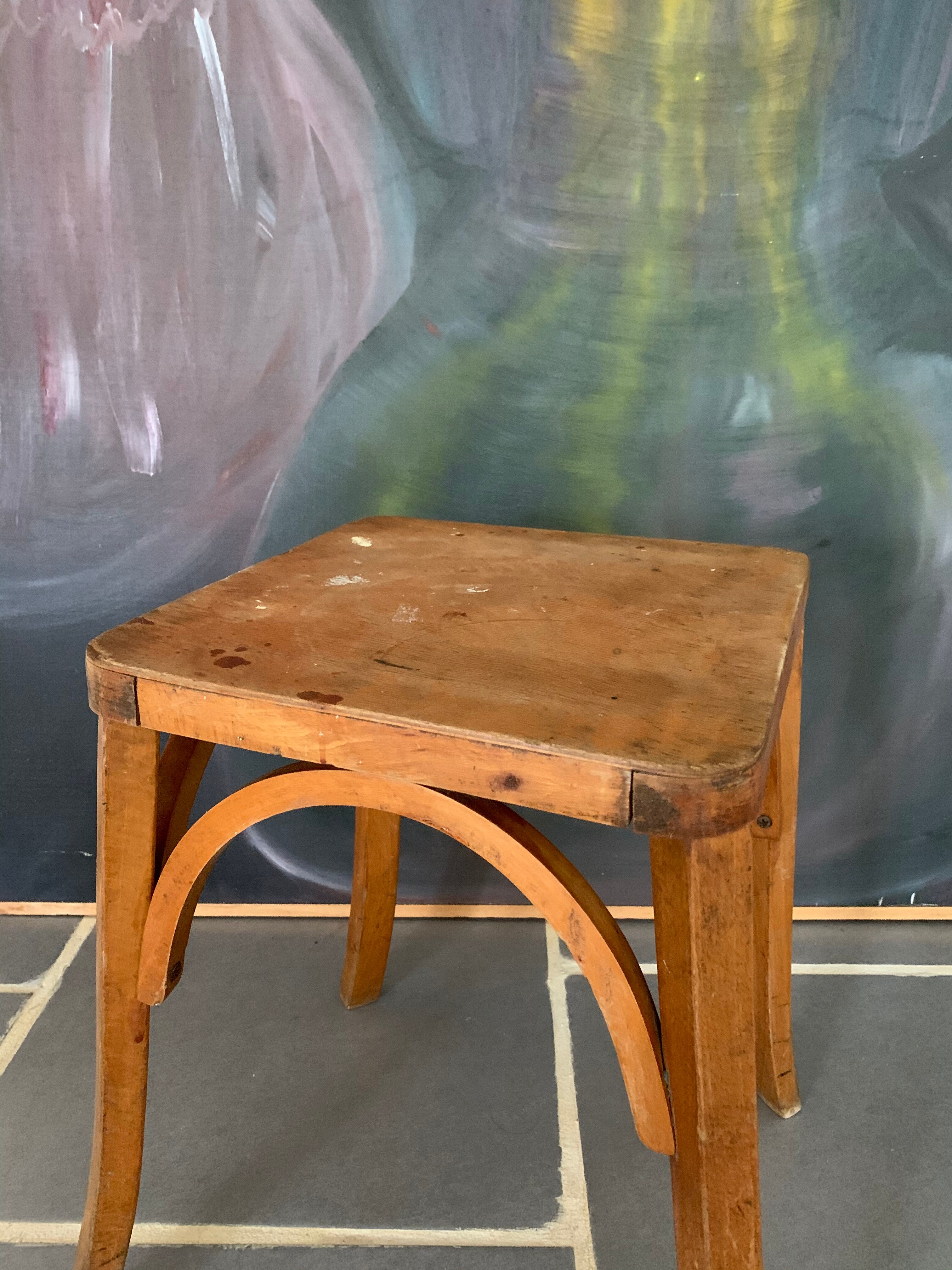 Vintage curved wooden stool