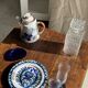 Vintage glass whisky carafe with diamond points H23 L9