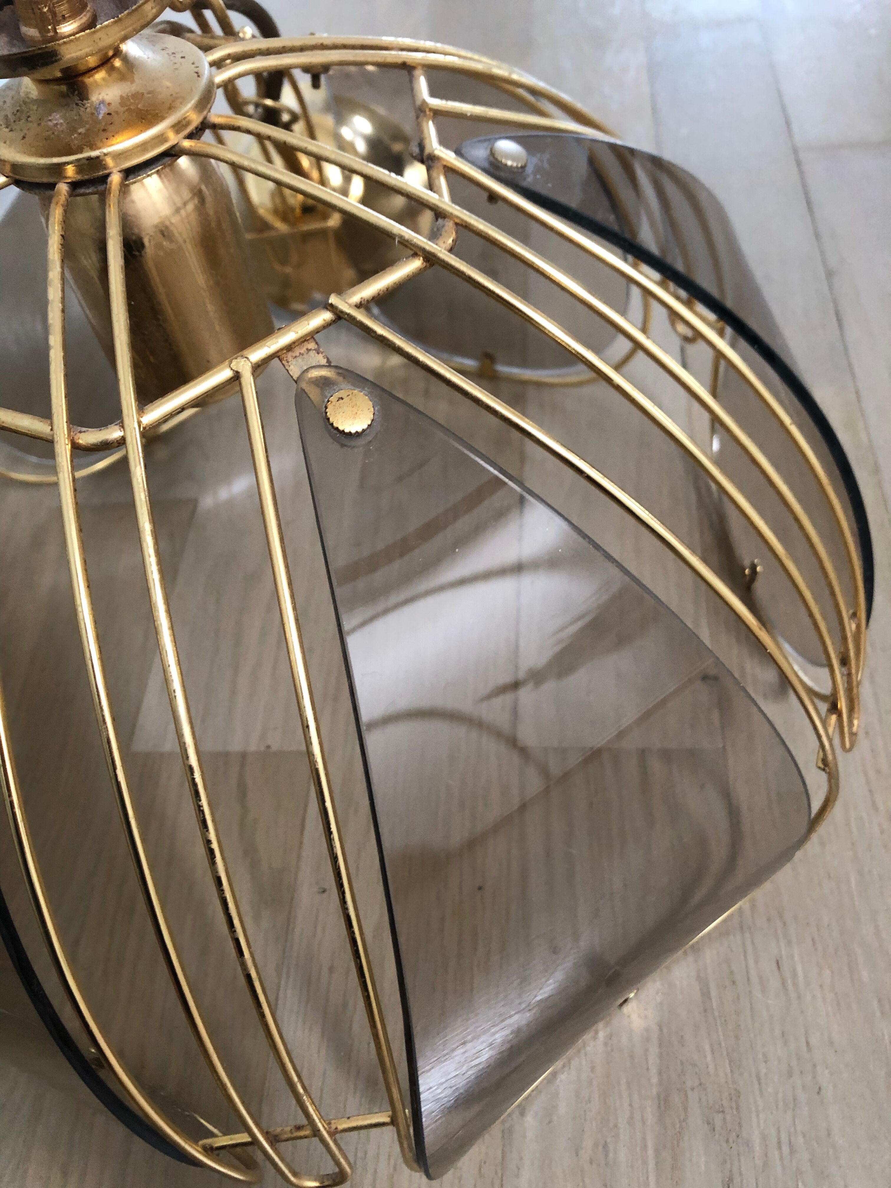 Smoked glass ceiling lamp