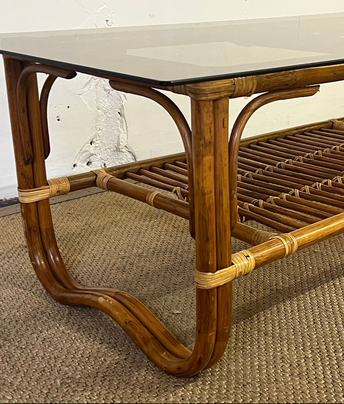 Bamboo and rattan coffee table