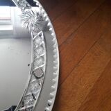 Large old round mirror finely decorated