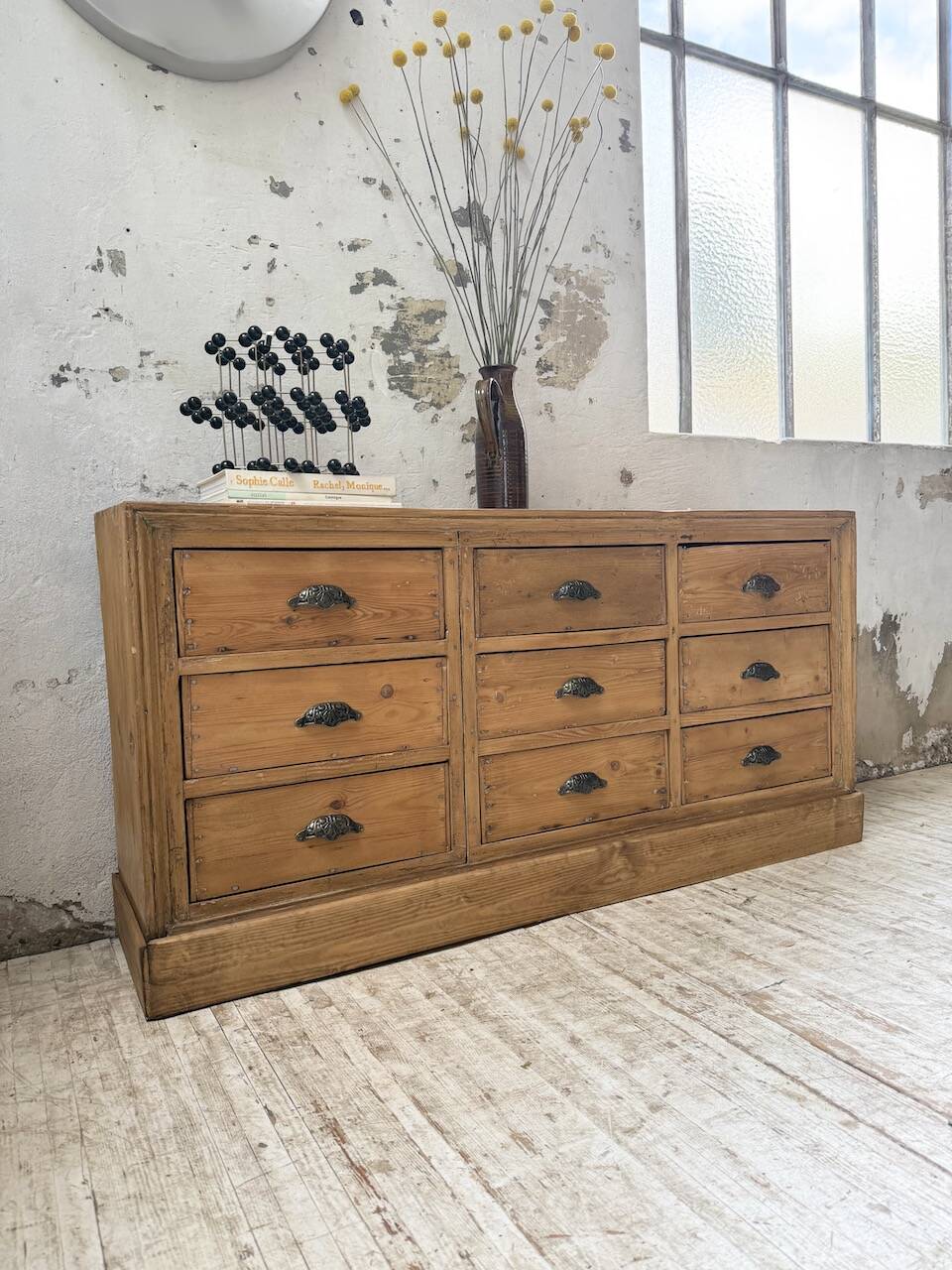 Pine craft cabinet with drawers