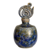 Glazed stoneware bottle with crystallised glaze signed Francoise Roussel.