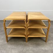 Pair of curved wooden entrance benches 1980