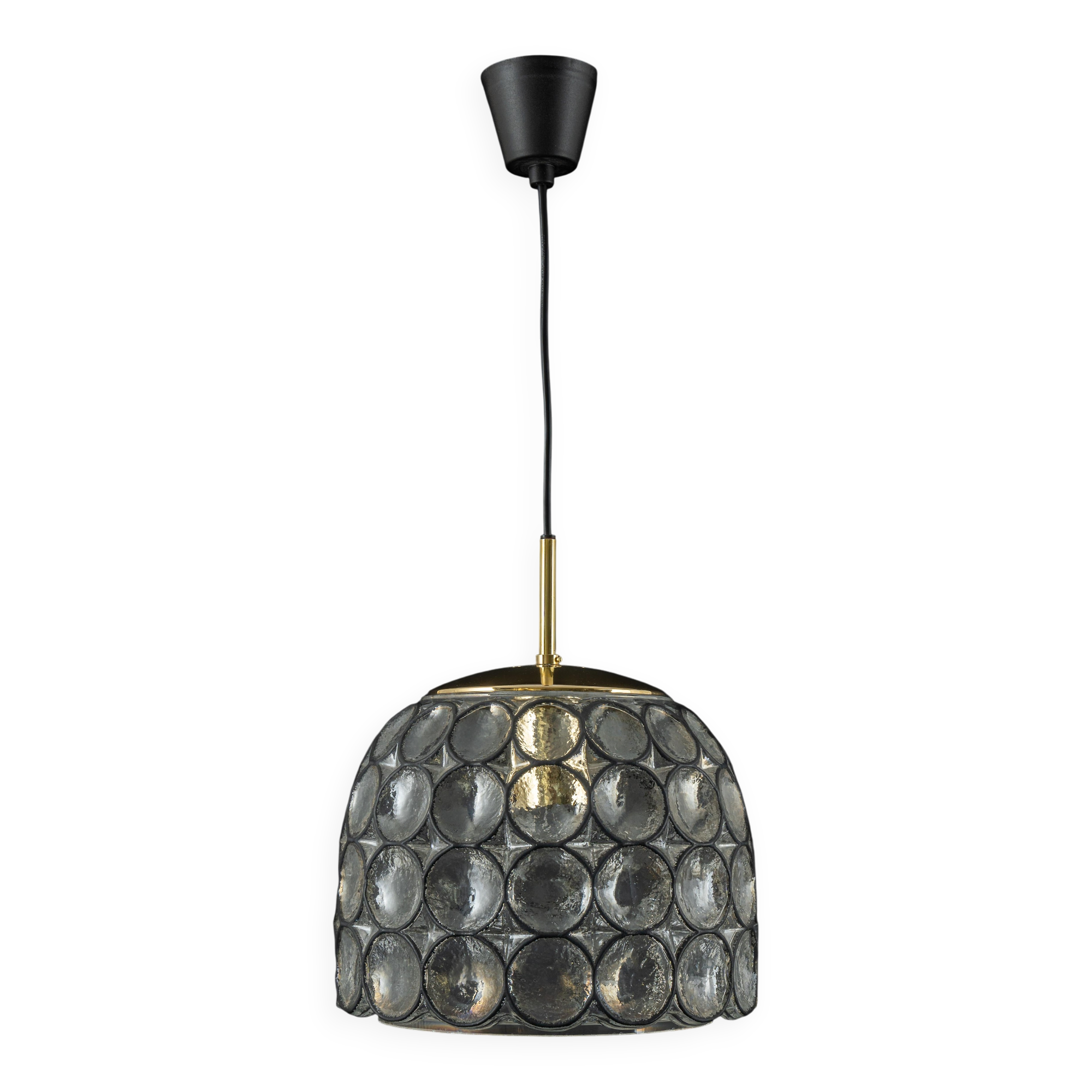 Iron and clear glass pendants by Limburg, Germany, 1960s.