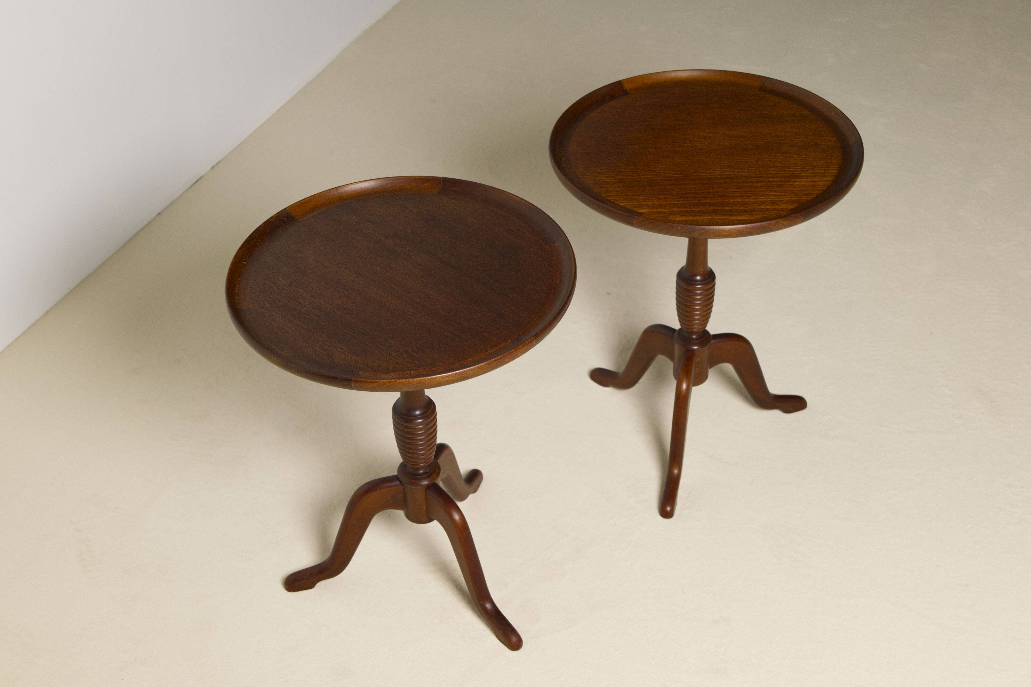Pair of Mahogany side tables by Anton Kildeberg, Denmark 1960's