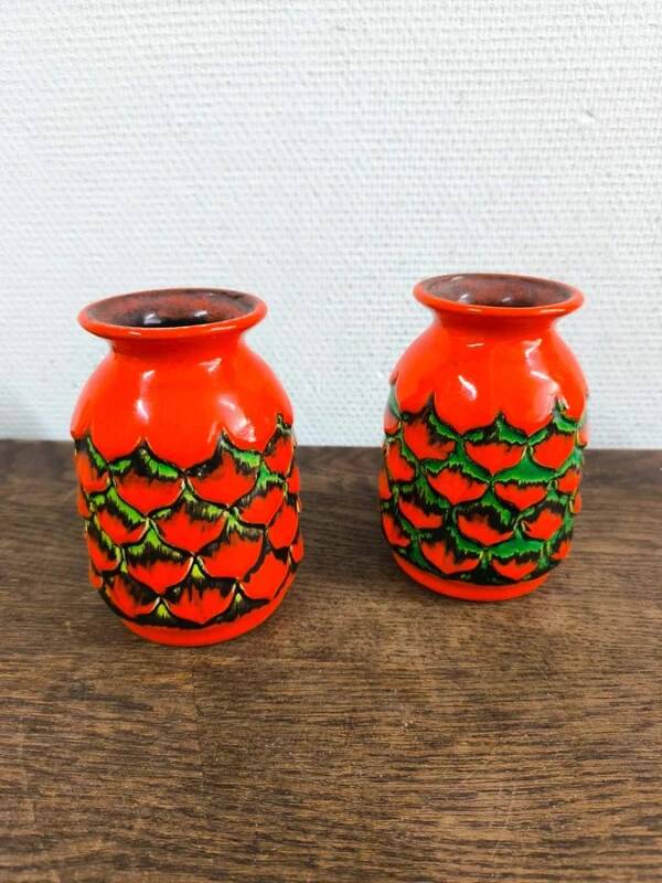 Lot de 2 vases jasba ananas orange