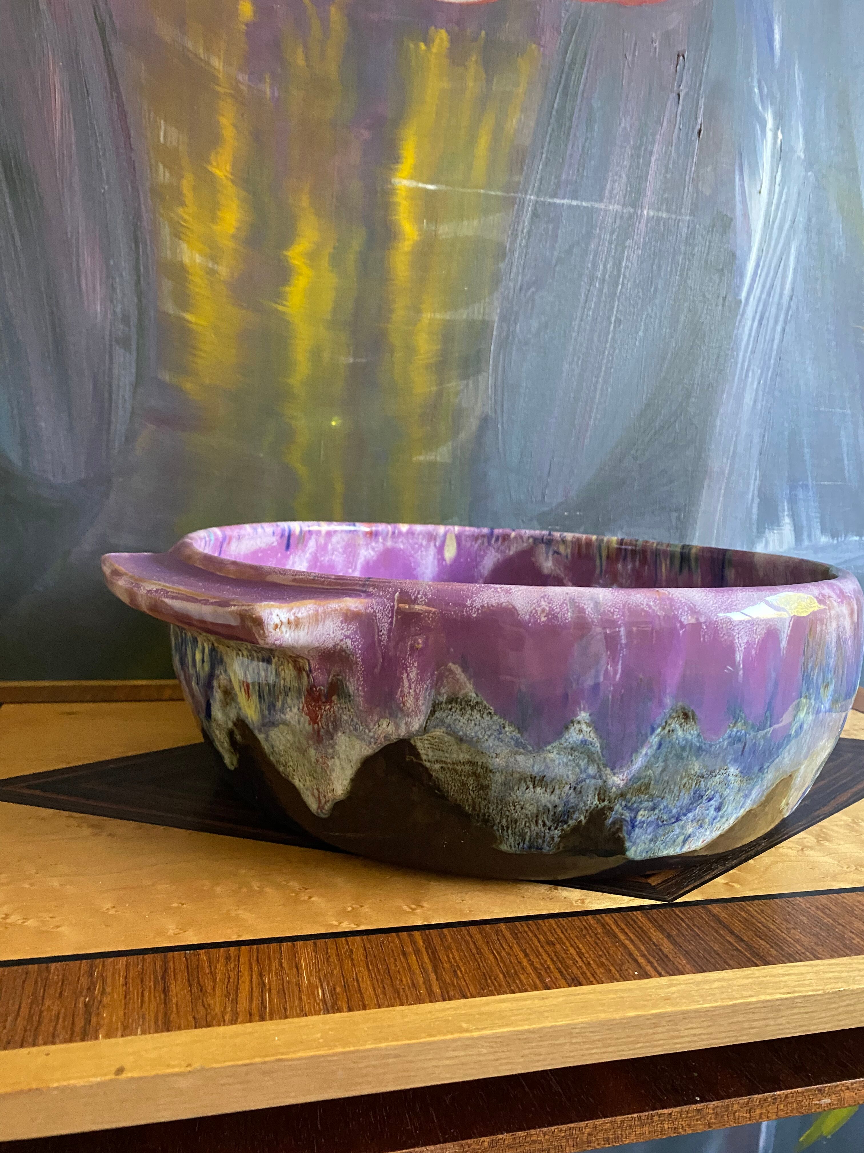 Enamelled earthenware dish of vintage Morvan