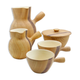Coffee service in earthenware imitation olive wood by Grandjean Jourdan in Vallauris