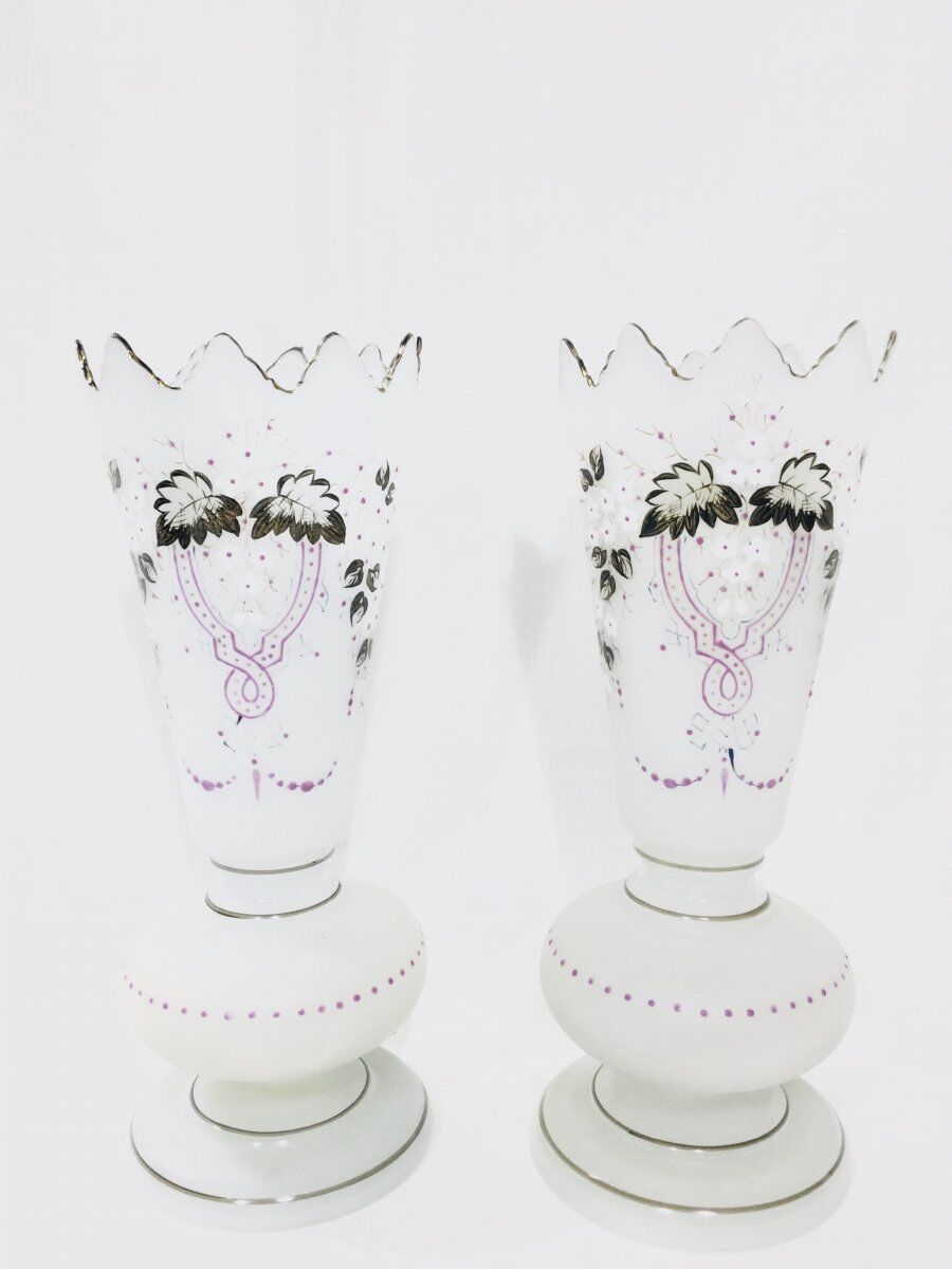 Pair of Vases In Opaline Napoleon III