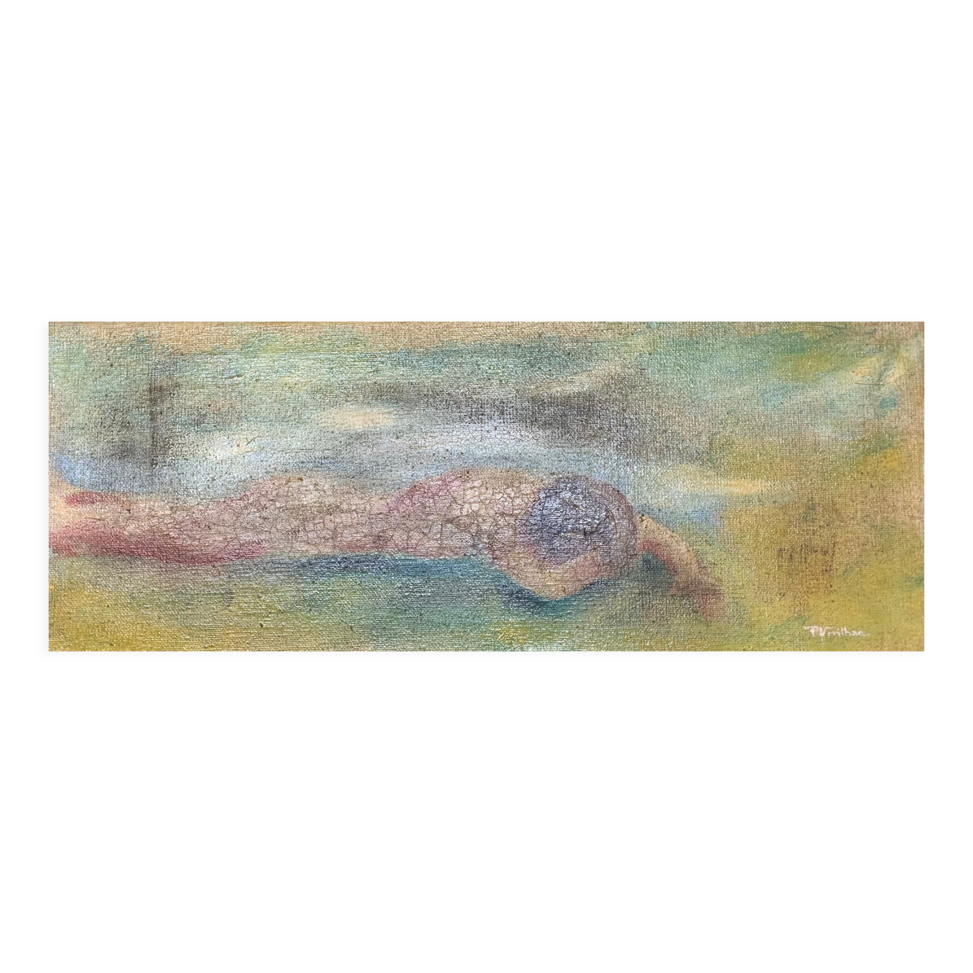 Oil on canvas signed woman on the beach