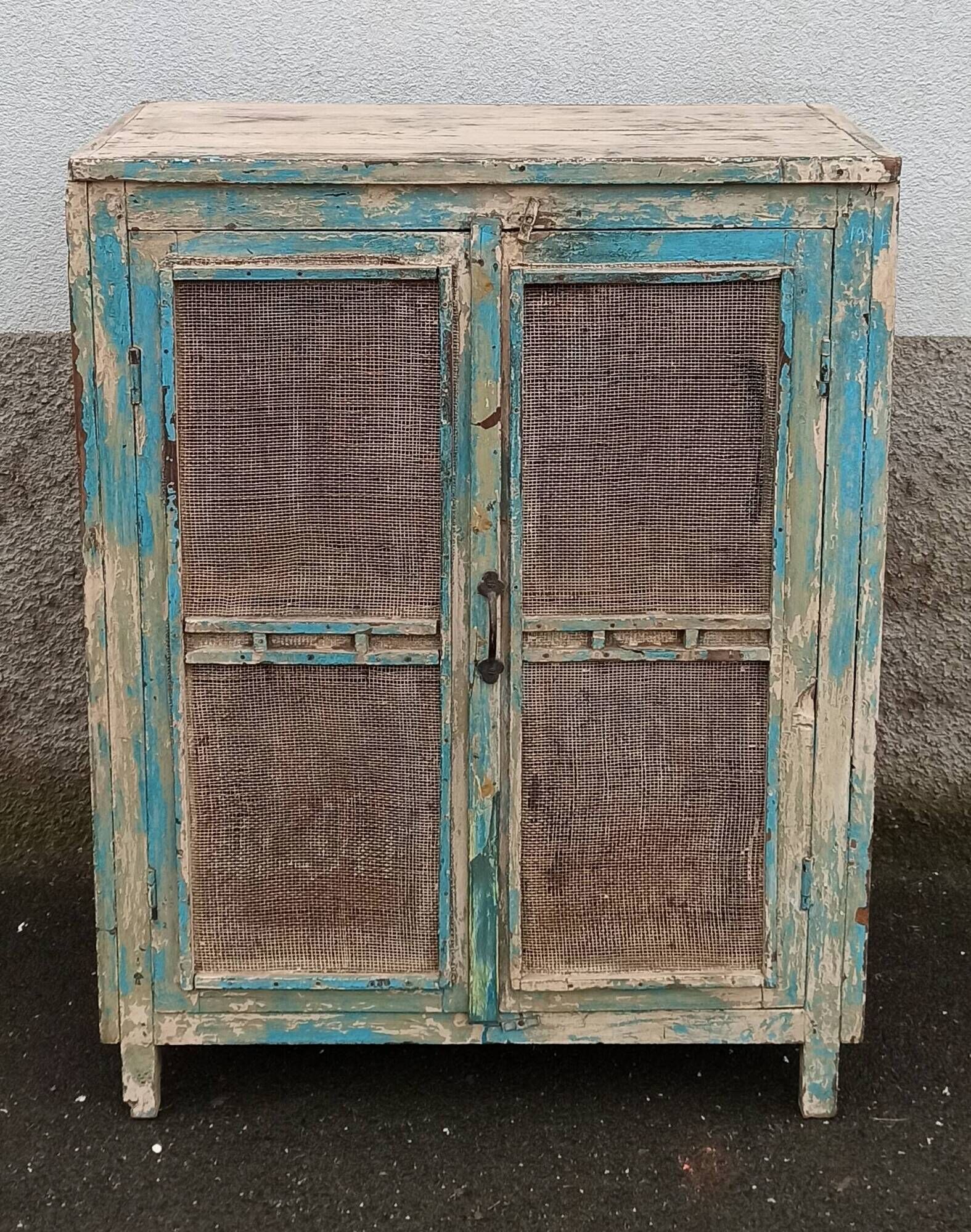 Small pantry buffet in old wood with mesh doors