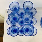 16 sangria serving glasses, Biot blue bubble glass