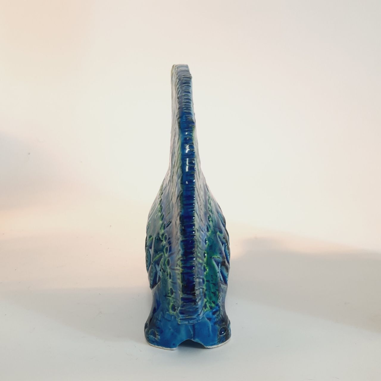 Vintage porcupine statue, design Aldo Londi for Bitossi, Rimini blue series.