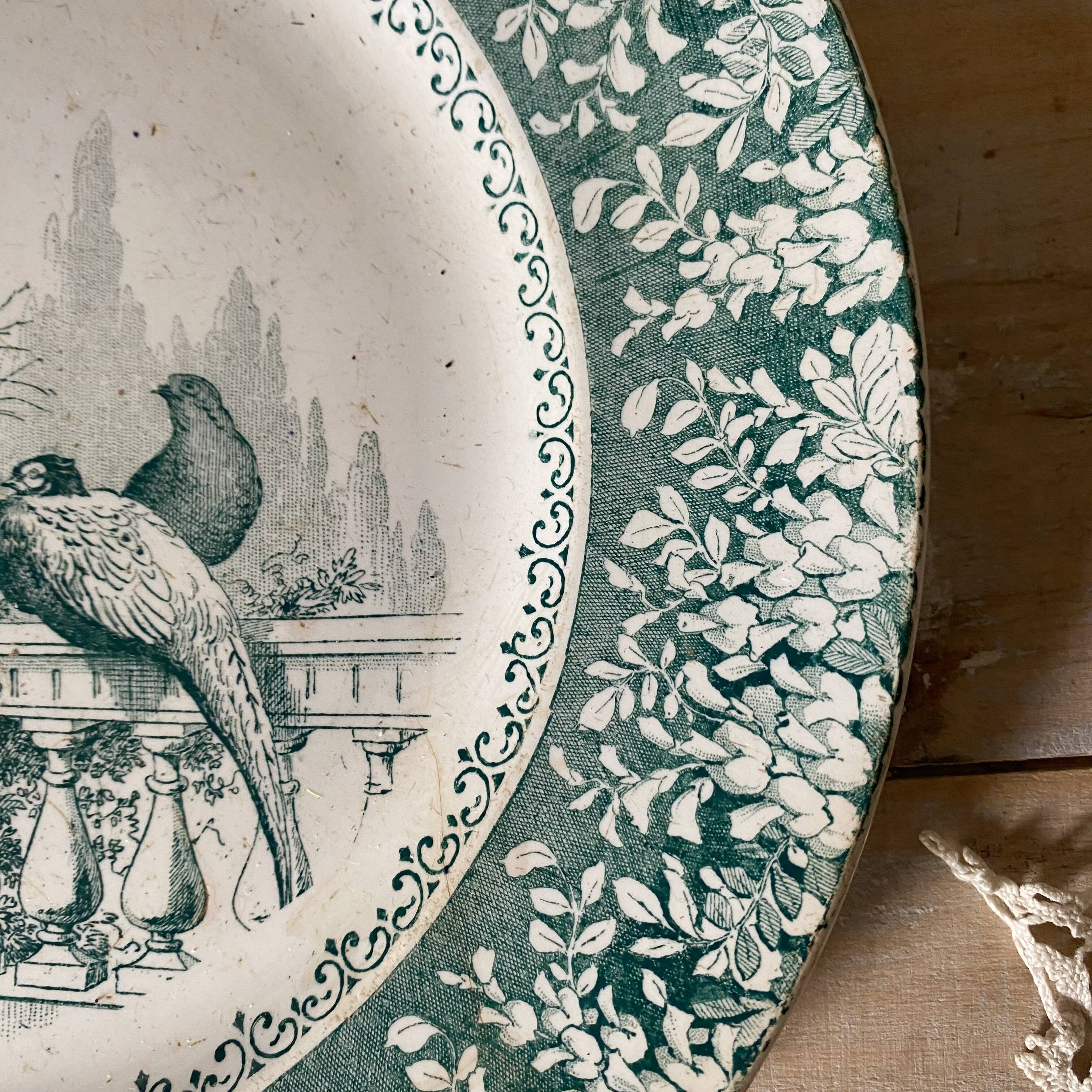 Green ironstone plate from Creil and Montereau "Khiva"
