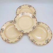 4 assiettes creuses, chêne et gland.