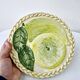 Vintage Ceramic Tarte Dish, Barbotine Lemon, 23 cm