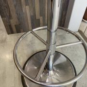 Orange tractor stool, pivoting adjustable mower, Fermigier Mirima 70.